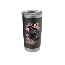 Derby Horse With Pink Sun Hat Women's Horse Racing Tee Stainless Steel Insulated Tumbler