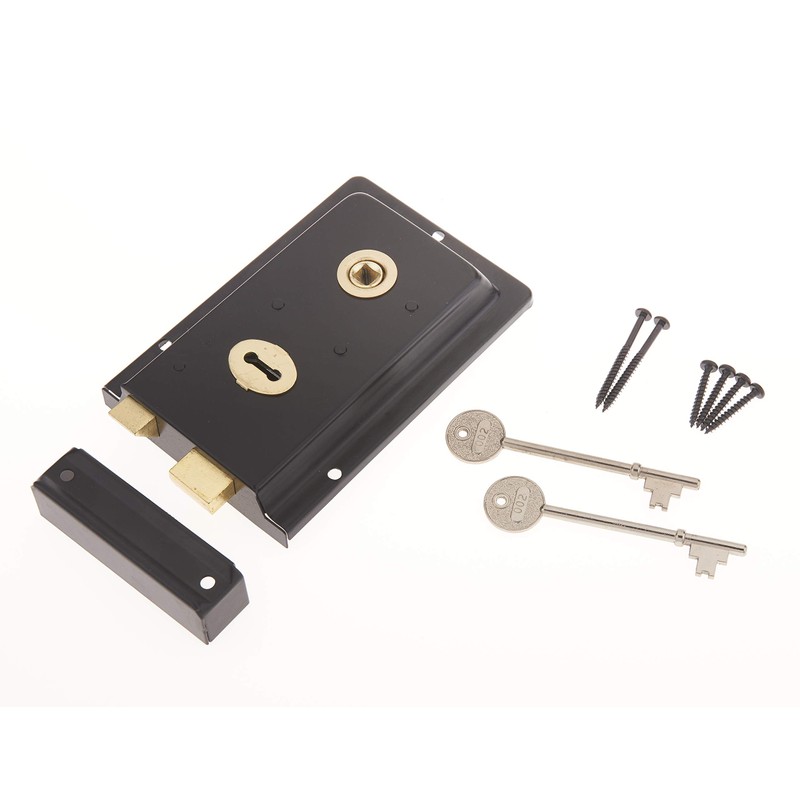 Rim Sashlock and Knob Set Black 6" Lock