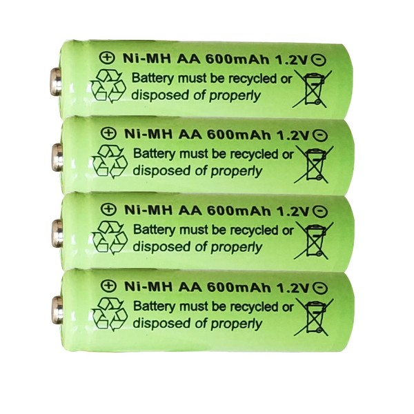 GSUIVEER 1.2V Ni-Mh AA 600mAh Rechargeable Batteries for Outdoor Solar Garden Lights (4 Pack)
