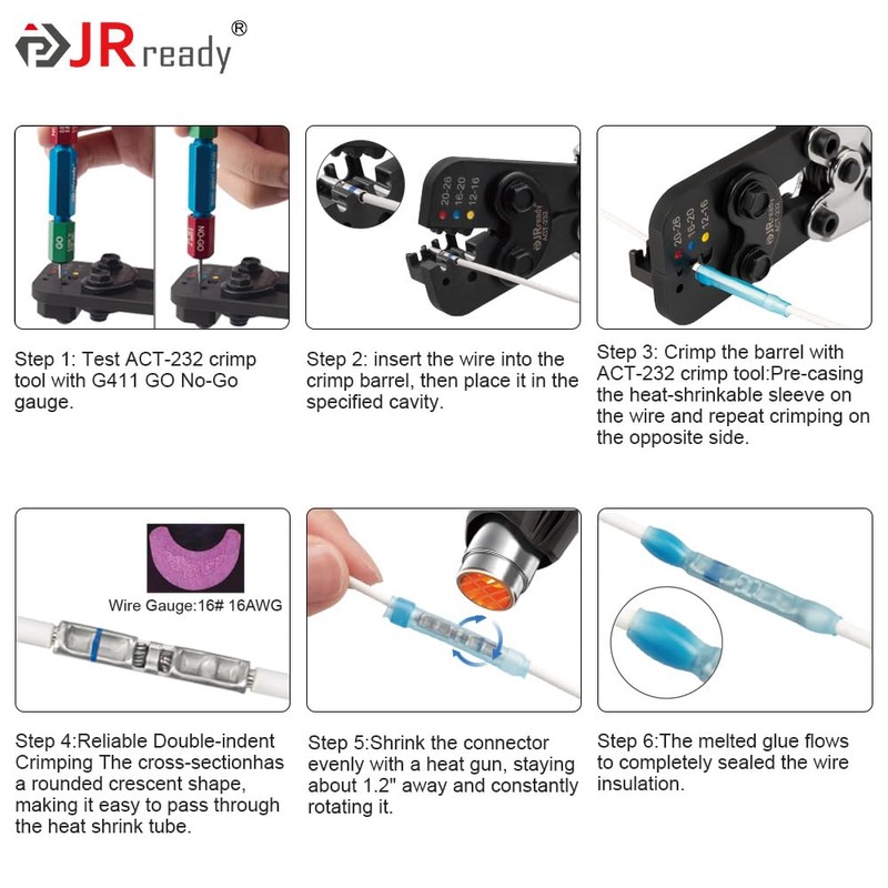 JRready 100Set M81824/1 Series IP68 Waterproof Butt Splice Connector Kit