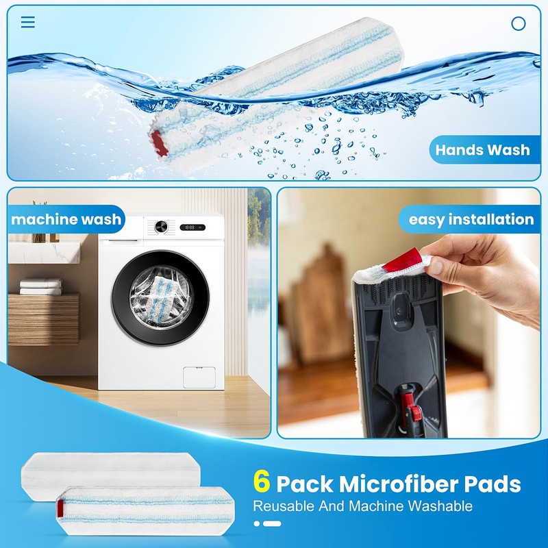 6 Pack Mop Replacement Heads for O-Cedar H2prO Flat Mop