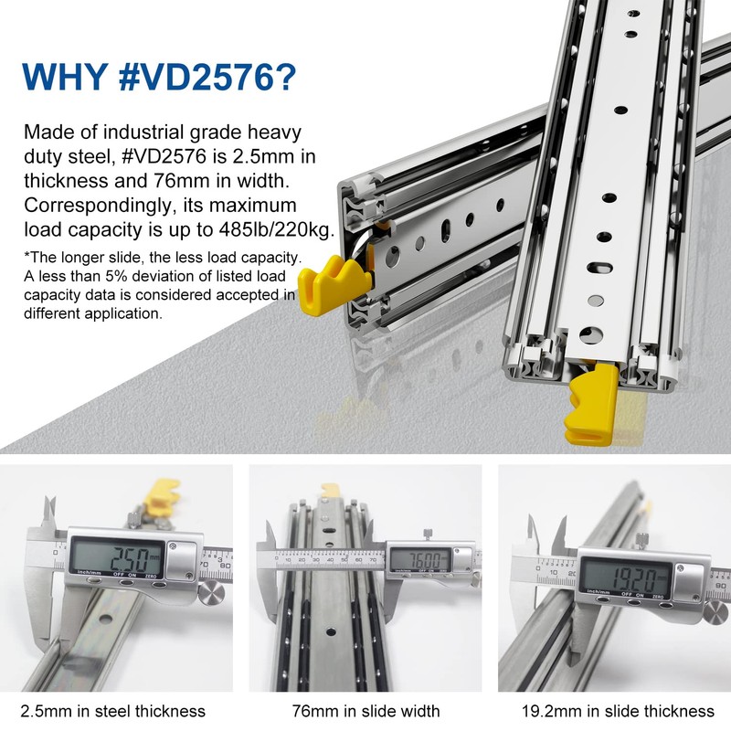 VADANIA 28" Industrial Grade Heavy Duty Drawer Slide with Lock