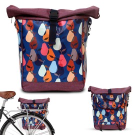 IKURI Bicycle Bag for Pannier Rack Saddle Bag Single Bag Pannier Bag Removable with Carry Strap for Women Waterproof Peras Model Blue