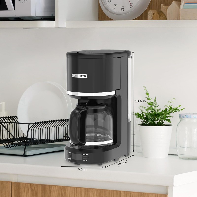 KITCHENTREND 10-Cup Programmable Coffee Maker with Permanent Filter, Removable Water