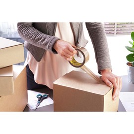 UHU Rollafix Packing Tape, High-Quality Packaging Tape, Brown, 6 x 50 m