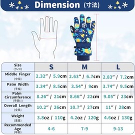 Azarxis Guantes de Esquí Niño Invierno Pantalla Táctil Impermeable Guantes Témicos para Snowboard Ciclimo Niño de 7-13 Años