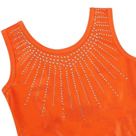 BAOHULU Gymnastics Leotards for Girls Shiny Jewels Kids Athletic Apperal Dance Outfit B199_Orange_14A