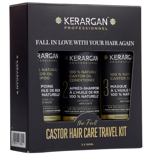 Kerargan - Reiseset gegen Haarausfall - Rizinusöl für Haarwachstum, reduziert