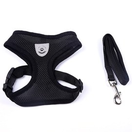 Life Utility XL Black Ventilated Dog Harness for Dogs/Puppies/Cats, with Lead in Various Colours, Pull Protection, Adjustable, Large and Very Large, 5 Colours to Choose From