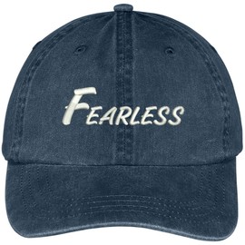Trendy Apparel Shop Fearless Embroidered Washed Cotton Adjustable Cap - Navy