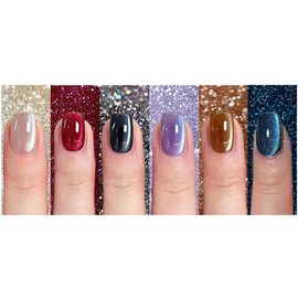 144 Pcs Cat Eye Press on Nails Short Square Fake Nails Aurora False Nails Glossy Full Cover Acrylic Nails Red Purple Champagne Blue Glue on Nails Glitter Artificial Stick on Nails for Women Manicure