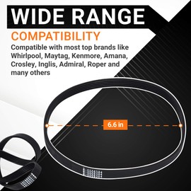 Ultra Durable W10006384 Washer Drive Belt Replacement Part by Blue Stars - Exact Fit for Whirlpool Maytag Kenmore Washers - Replaces WPW10006384 WPW10006384VP PS11747978 AP6014712