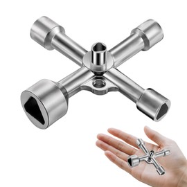 Nujvnuj Universal Triangular Key 5 Sizes (7/10/12/13/18mm) - Multifunctional Control Cabinet Key for Wheelie Bins, Electricity/Water/Gas Meter - Rustproof Zinc Alloy Keychain Compatible