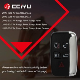 cciyu 2 X Flip Key Fob Uncut Blade (SHELL CASE) 5 Buttons Replacement for Land Rover Range Rover Sport LR2 LR4 Evoque 2012 2013 2014 2015 2016 2017 with FCC: KOBJTF10A LR078921 LR050787