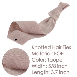 MEEDEE 100 Pack Taupe Hair Ties - Soft Elastic Ribbon, No Crease, Decorative Knotted, No Damage Pony Tails, Ouchless, Yoga Hair Ties