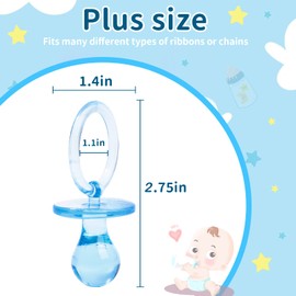Pacifiers for Baby Shower Game, 36 Plastic Pacifiers for Baby Shower Decoration DIY, Large Size Baby Shower Pacifiers, Gender Reveal Party Table Scatter/Hunt Baby Shower Game Props(Blue, 2.75 in)