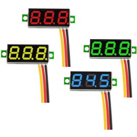 GTIWUNG Pack of 4 Mini Digital Voltmeter, DC 0.28 Inch Three-Wire Voltage Tester, DC 0-100 V Mini Digital Voltmeter Tester LED Display Reverse Polarity Protection and Accurate Pressure Measurement, 4