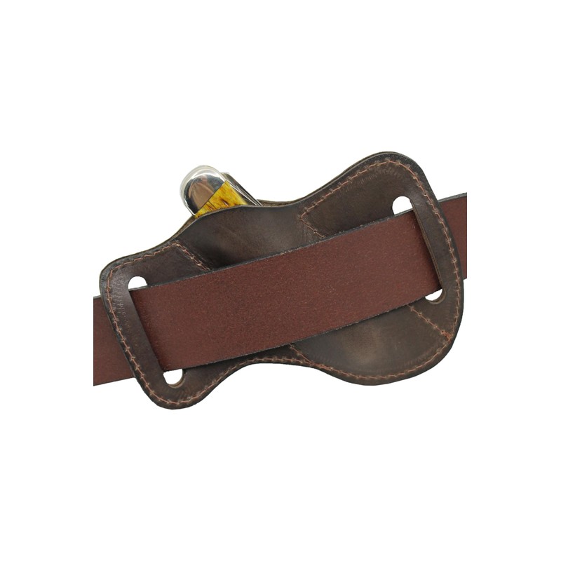 Barsony Brown Leather Horizontal Canted Knife Sheath