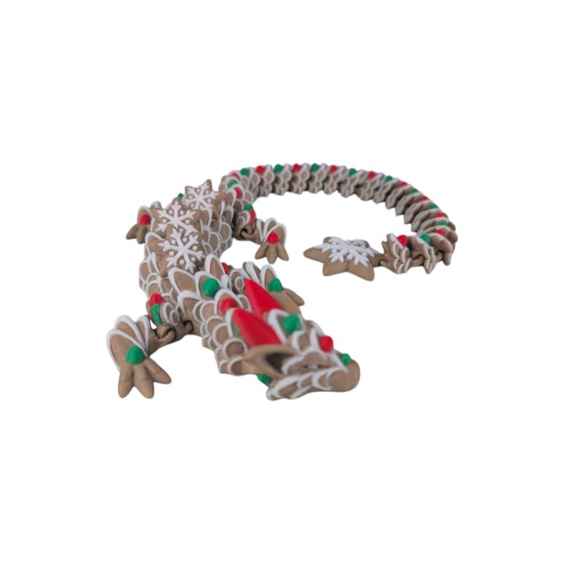 Gingerbread Articulating Dragon – Festive 3D Printed Figurine for Teens