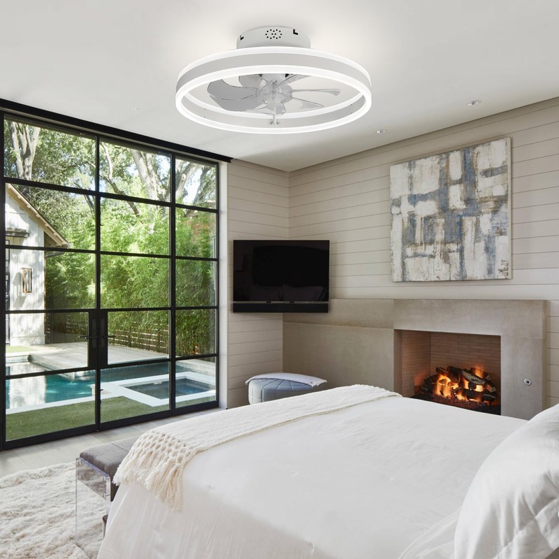 Oaks Aura 20 Inch Low Profile Ceiling Fans with Lights,Flush
