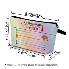 YULUENZE Spanish Teacher Gift Spanish Language Makeup Bag Organizer Accessories Zipper Pouch Spanish Classroom Inspired Cosmetic Bag for Spanish Teacher Women
