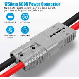 ANKG 4PCS 2-4 Gauge 175Amp Battery Quick Disconnect,12v-36v Batteries Quick Connect/Disconnect Plug Kit,Jumper Cable Plug Connectors for Recovery Winch, Forklift,Towing Systems(Gray)