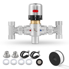 Moonshan Adjustable Temperature Bypass Sensor Valve Kit for Instant Hot Water Recirculating System Replacement for The Plastic Sensor Valve Compatible With 500800, 500805