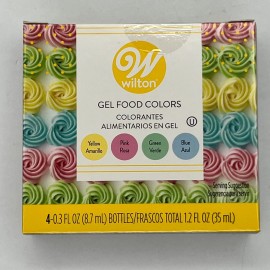 Wilton Gel Food Colors 4 Bottles 0.3 fl oz Yellow Red Green Blue Cakes Cookies