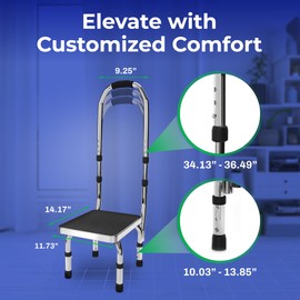 JJ CARE Step Stool with Handle for Elderly (300 lbs. Capacity), Adjustable Step Stools for Adults with Handrail, Non-Slip Heavy Duty Height Adjustable and Steel Frame Platform for high beds