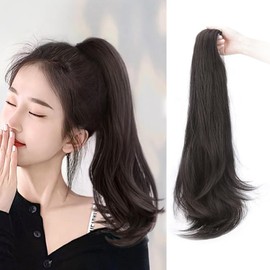 HAPVITAL Ponytail Wig, Point Wig, 15.7 inches (40 cm), Ponytail Wig, Natural, Popular, Curly Hair, Easy Clip Type, Shichi-Go-San Extension, Coming-of-Age Ceremonies, Weddings, Graduation Ceremonies, Kimono, Yukata (Black Brown)