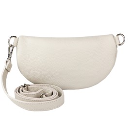 Ever Bloom Unisex Leather Chest Bag, Bum Bag, Fashion Waist Bag, Made in Italy, Shoulder Bag, Saddle Crossbag, 24 cm, Medium Leather Bag for Festival and Holiday, New Beige, One Size