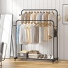 Laiensia Double Rods Garment Rack with Wheels, Clothing Rack for