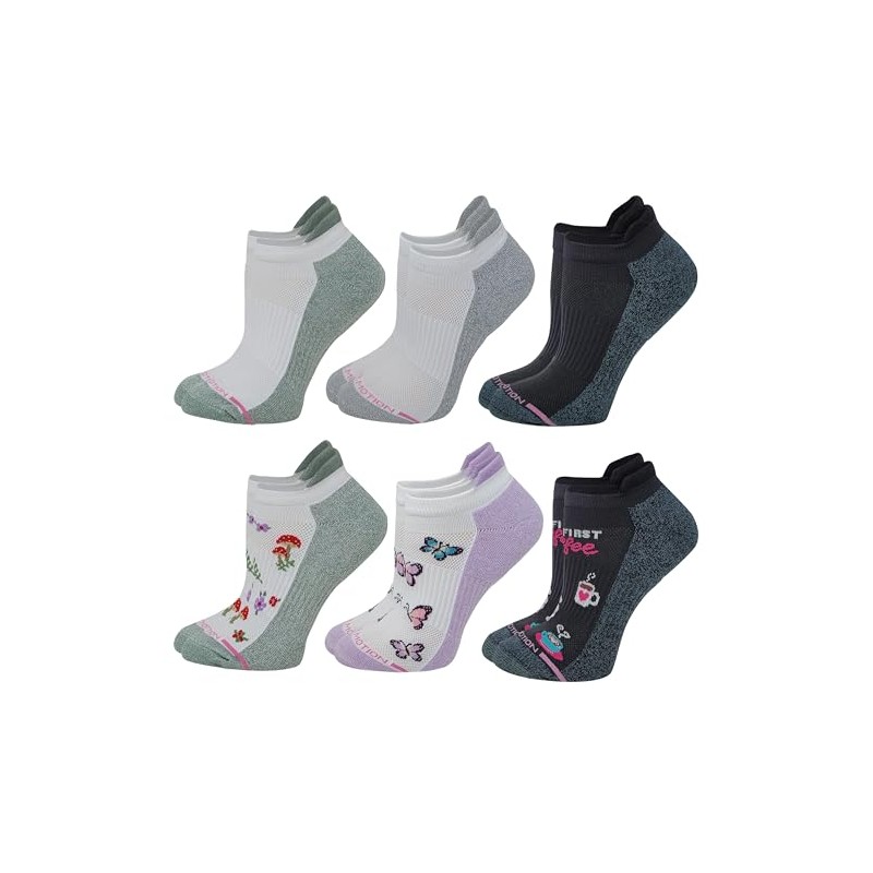 Dr. Motion 6 Pairs Womens Low Cut Ankle Cushioned Breathable