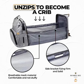 BUMBLE BEE BABIES Premium Diaper Bag with Changing Station Baby Essentials Travel Backpack for Baby Girl & Boy Newborn Essentials, Ideal Gift for Baby & Registry Search Item (Gray)