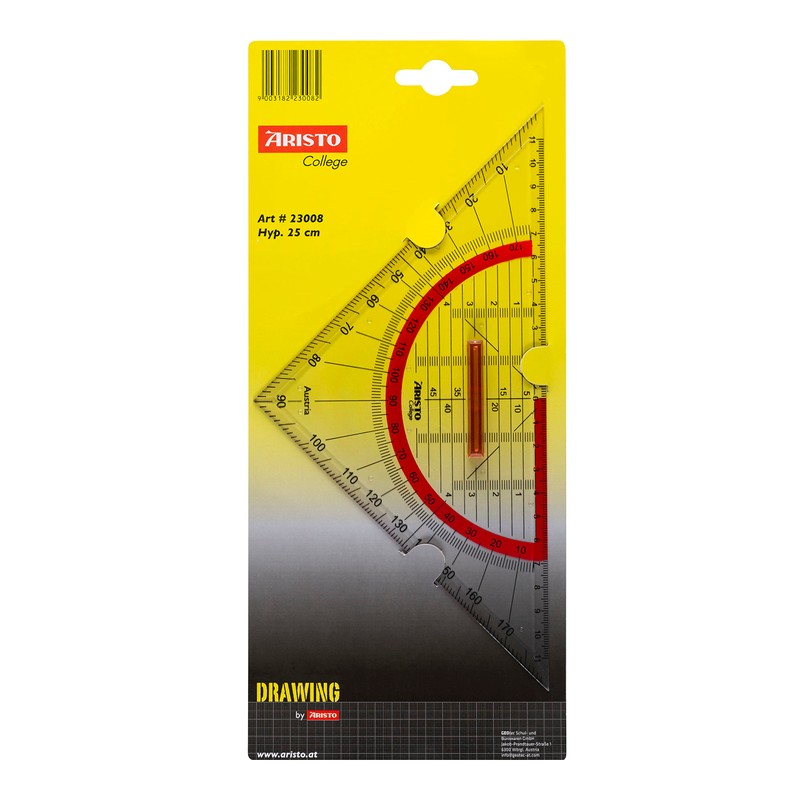 Aristo AR23008 College Geometry Triangle with Removable Handle (Hypotenuse 25