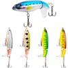 Topwater Fishing Lures,5pcs Fishing Popper Plopping Minnow with Floating Rotating