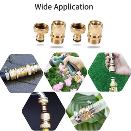 2 Pack Garden Hose Quick Connector, Solid Brass 3/4 inch GHT Thread No-Leak Water Hose Fittings for Quick Connect and Release, Male and Female Garden Hose Adapter