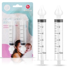 Baby - 2 Units Nasal Washing Syringe for Babies Silicone - Nasal Aspirator for Babies - Baby Nasal Cleaner - Nasal Decongestant Suction 10ml - Reusable (White, 10 ml)