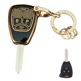Rilnaewn Soft TPU for Jeep Key Fob Shell Fits for Jeep Wrangler/Compass/Dodge Ram/Durango/Caliber/Nitro/Dakota/Chrysler (B-Black)