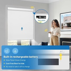 Motorized Blinds with [Free Solar Panels] Upgraded Smart Blinds, Blackout Electric Blinds with Remote，Automatic Roller Shades for Windows Work with Alexa Google Home