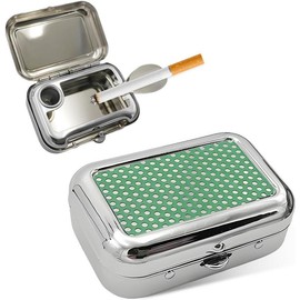 Portable Ashtrays, Stainless Steel Carry-on Mini  with Windproof Lid, Portable  Creative Pocket  for Outdoor , Universal  Accessories (Black) - Color: Green