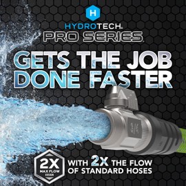 HydroTech 50 ft Expandable Garden Hose - Pro Series, 2x Max Flow, 3/4" No-Kink Flexibility, Lightweight Hose for Lawn, Garden, Car Washing, Deck and Patio Cleaning