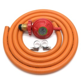 Handwheel 37Mbar Propane Gas Regulator & 2 Metre Hose & 2 Clips 5 Year Warranty