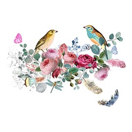 20 Napkins Birds Meet at Rose Arrangement | Animals | Flowers | Table Decoration 33 x 33 cm