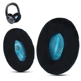 Krone Kalpasmos Premium Ear Pads for Bose QC35, QC25, QC2, QC15, Ae2, Ae2i, Ae2w, SoundTrue & SoundLink - Winter Edition Black Fur & Memory Foam for Superior Comfort and Noise Isolation