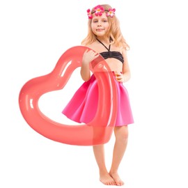 Kid Heart Pool Float,Kid Pool Floats, Water Fun Beach Party Toys for Kids，Birthday Scene Layout Props. （18 in, Transparent red