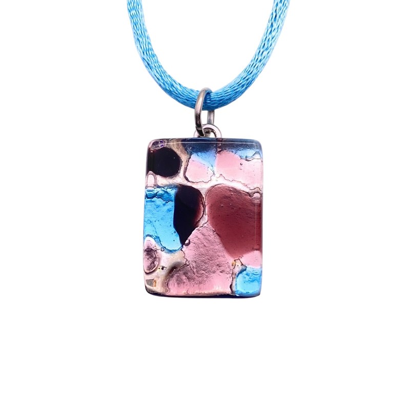 Glass Pendant, Murano Glass Pendant, Handmade Glass Pendant, Silver Leaf,