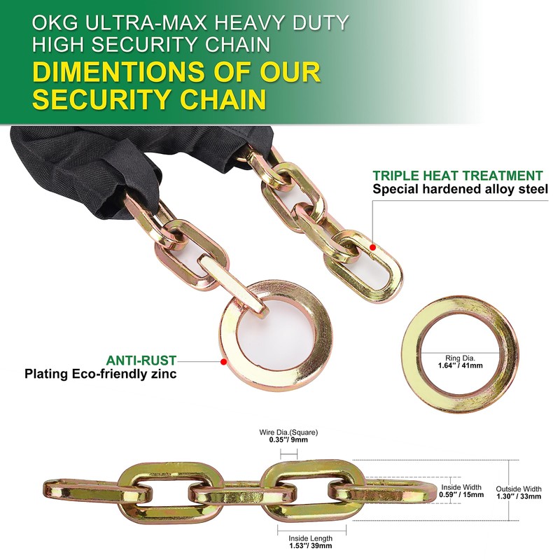 OKG Maximum Heavy Duty Security Chain - 10ft x 3/8"
