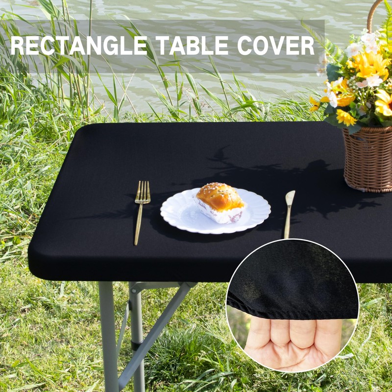 Nacuci Rectangle 4ft Fitted Table Cover Elastic Tablecloth 4ft Stretch