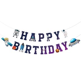 Space Birthday Party Decorations for Boys,Universe, Outer Space Happy Birthday Banner, Astronaut Spaceship Theme Baby Shower Birthday Party Supplies